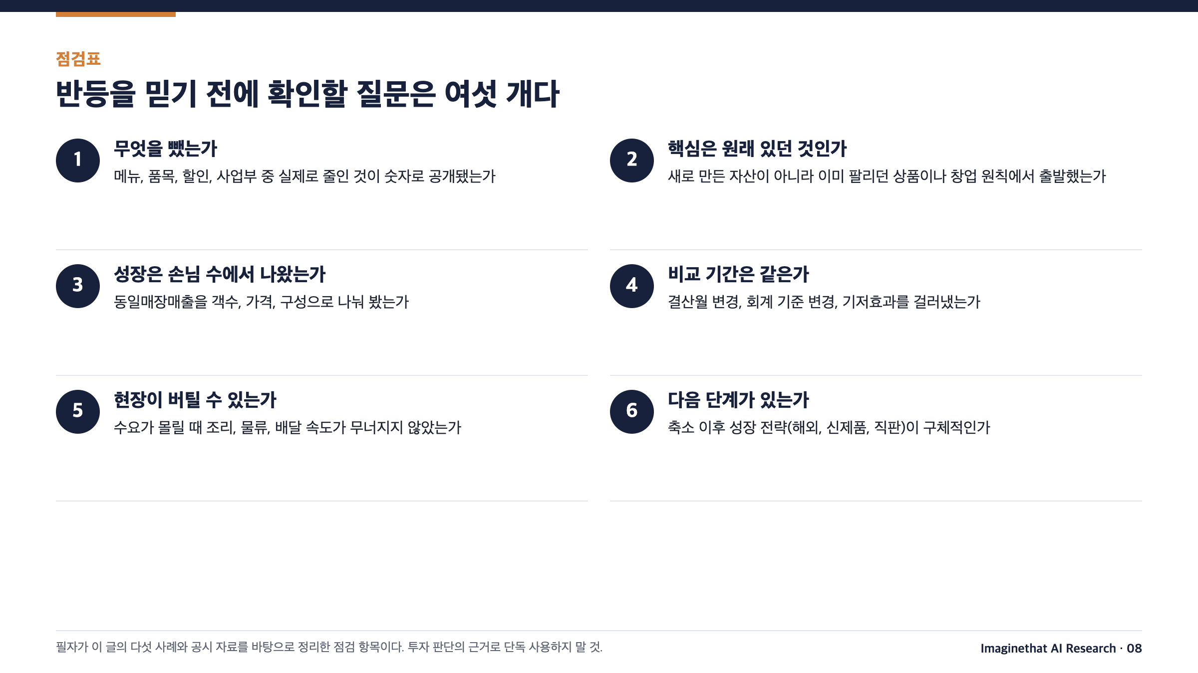 장표 8. 반등 점검표